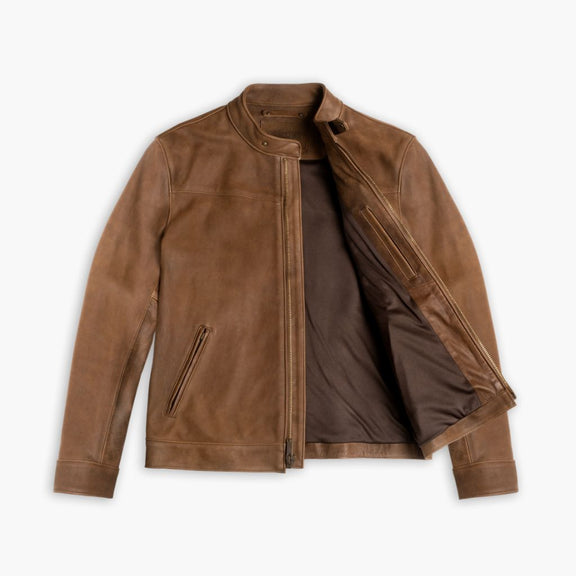 Men's Brown Buffalo Leather Jacket With Premium Stitching