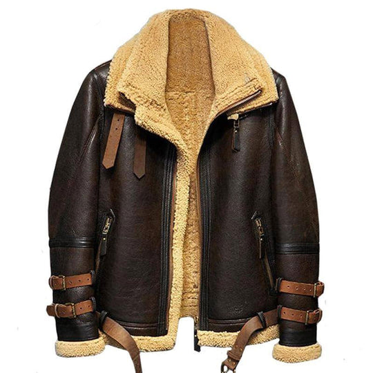 Mens B3 Flight Sheepskin Aviator Fur Leather Jacket Shearling jacket  Sherling jacket Leather Jacket sheepskin Jacket