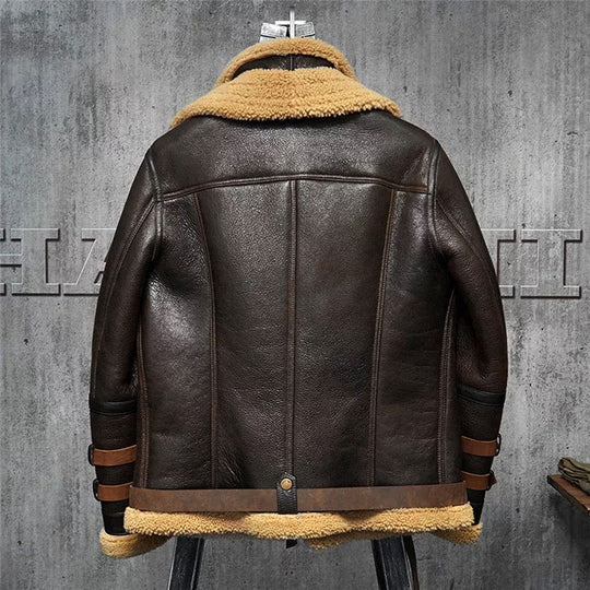 Mens B3 Flight Sheepskin Aviator Fur Leather Jacket Shearling jacket  Sherling jacket Leather Jacket sheepskin Jacket