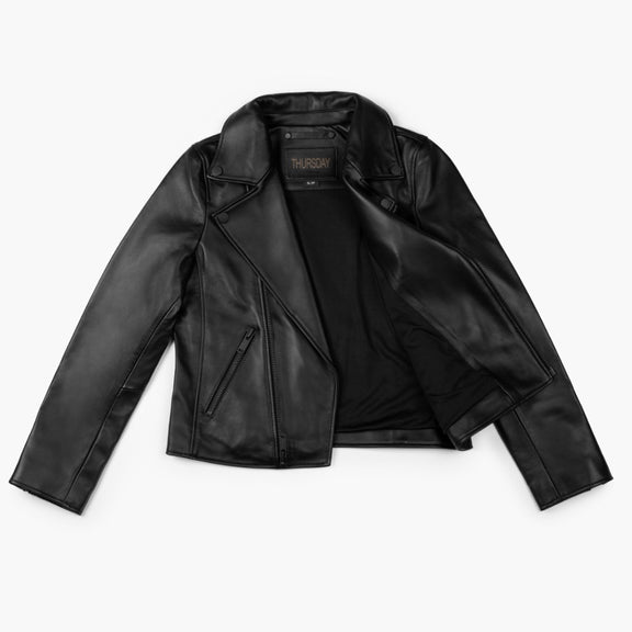 Black Biker Leather Jacket for Women