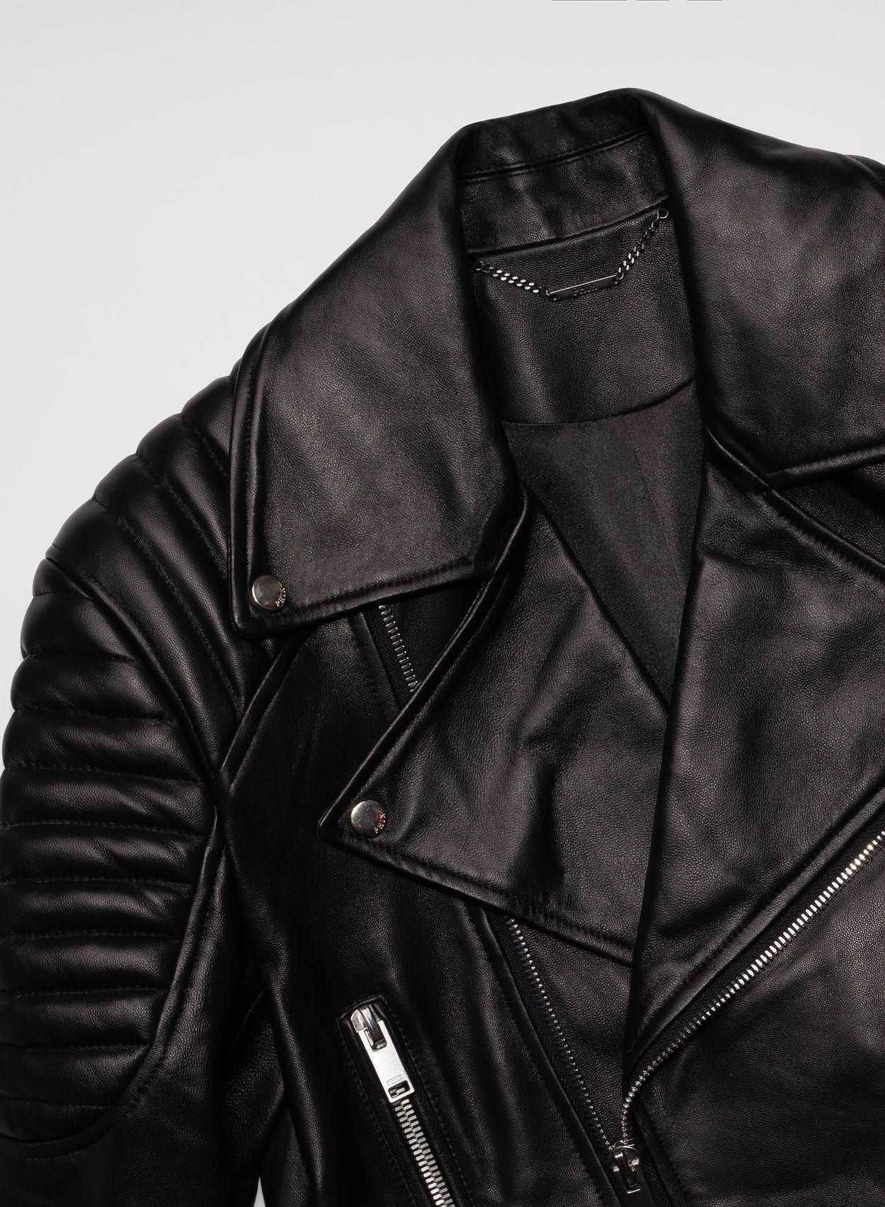Black Leather Motorbike Jacket for Men