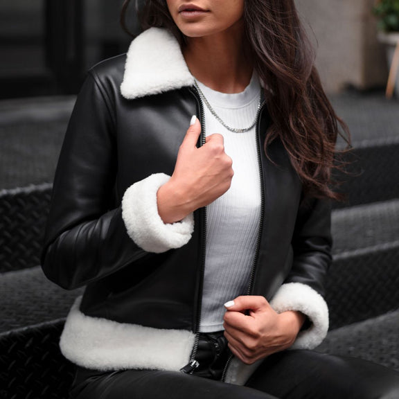 Women's Black Shearling Jacket