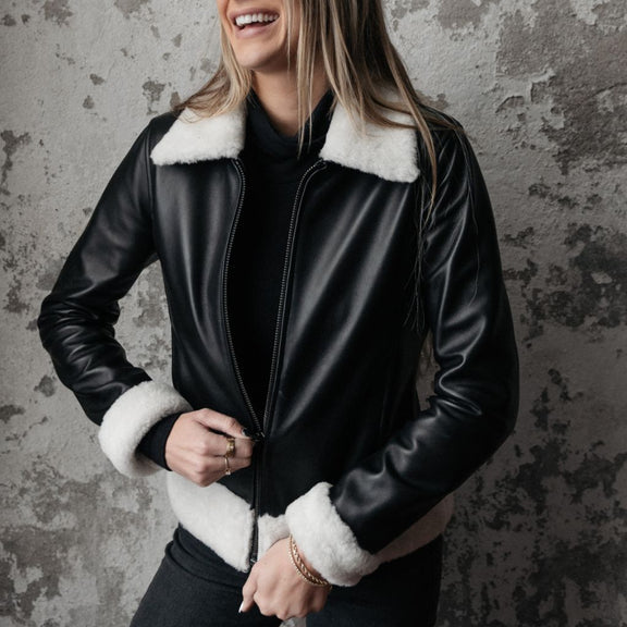 Women's Black Shearling Jacket