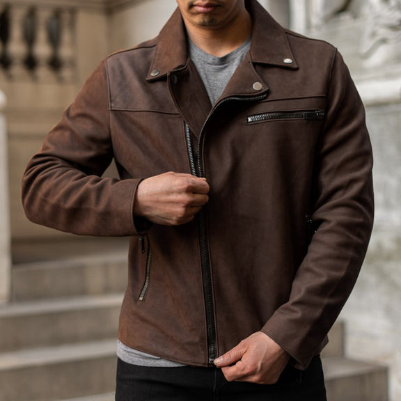 Brown Buffalo Biker Leather Jacket for Men - Tonybon