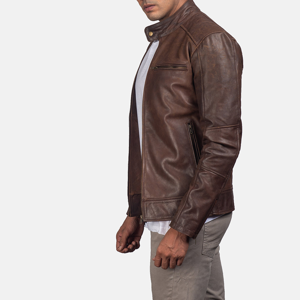 Brown Leather Jacket-Classic Versatile Casual Wear Jacket For Men Tonybon
