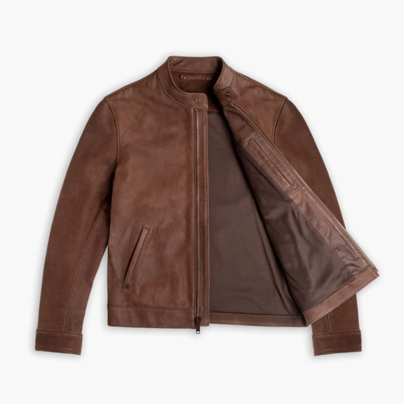 Real Leather Racer Jacket for men's