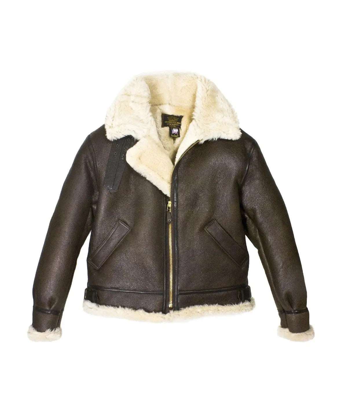 Mens Aviator Style Shearling Leather Jacket - Bomber Jacket