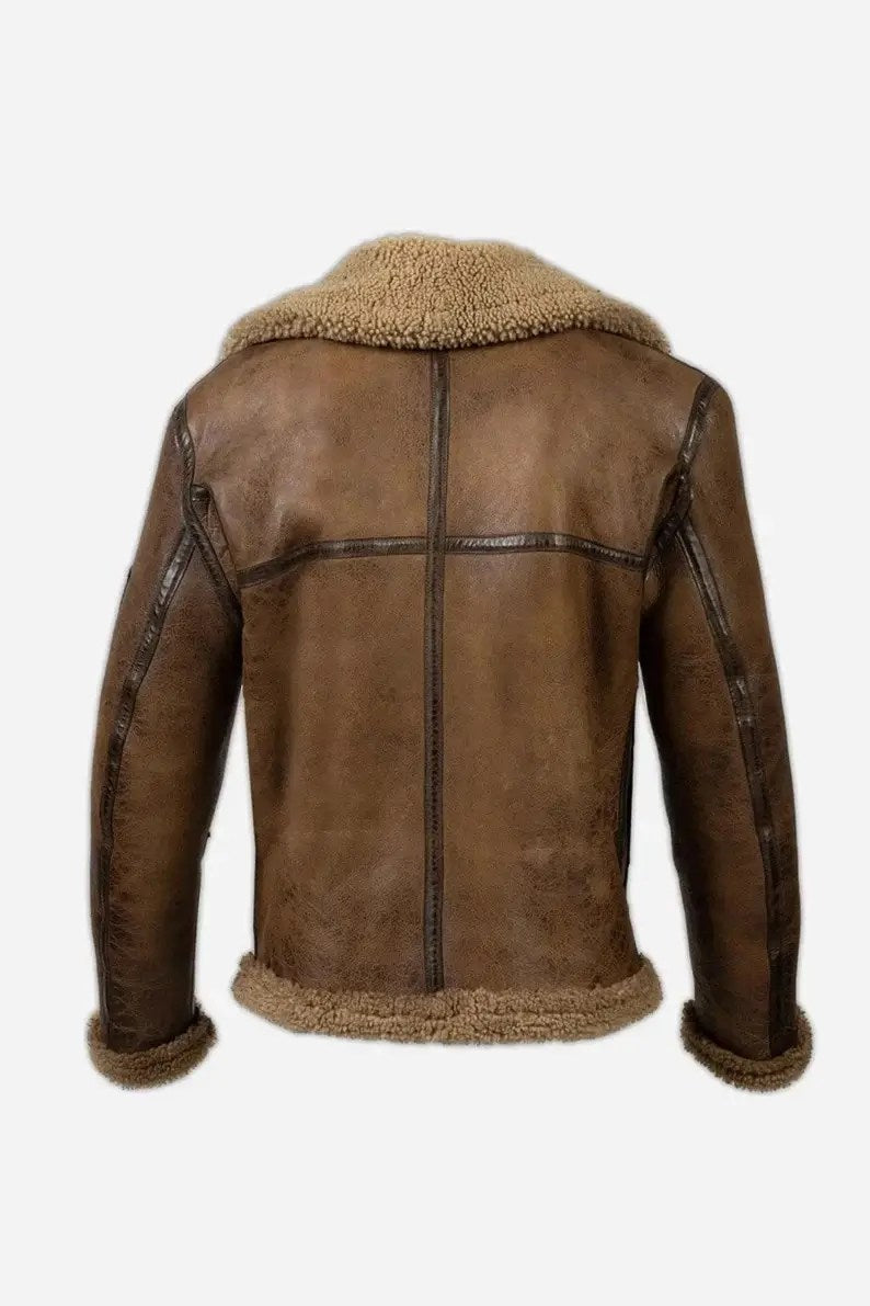 Jackson Smith Mens B3 Aviator RAF Sheepskin Shearling Leather Jacket