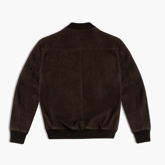 Men's Bomber Style Dark Brown Buffalo Leather Jacket - Premium Quality & Stitching
