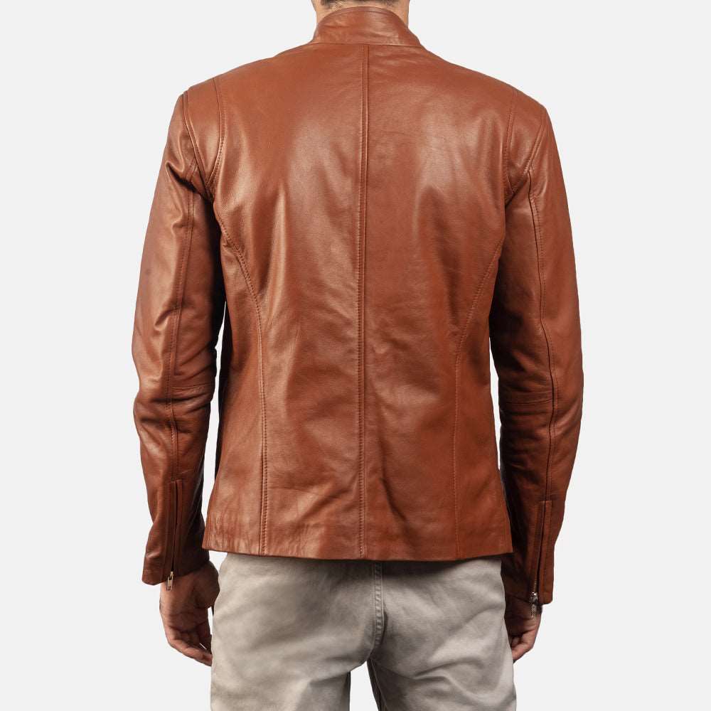 Men’s Tan Brown Racer Leather Jacket