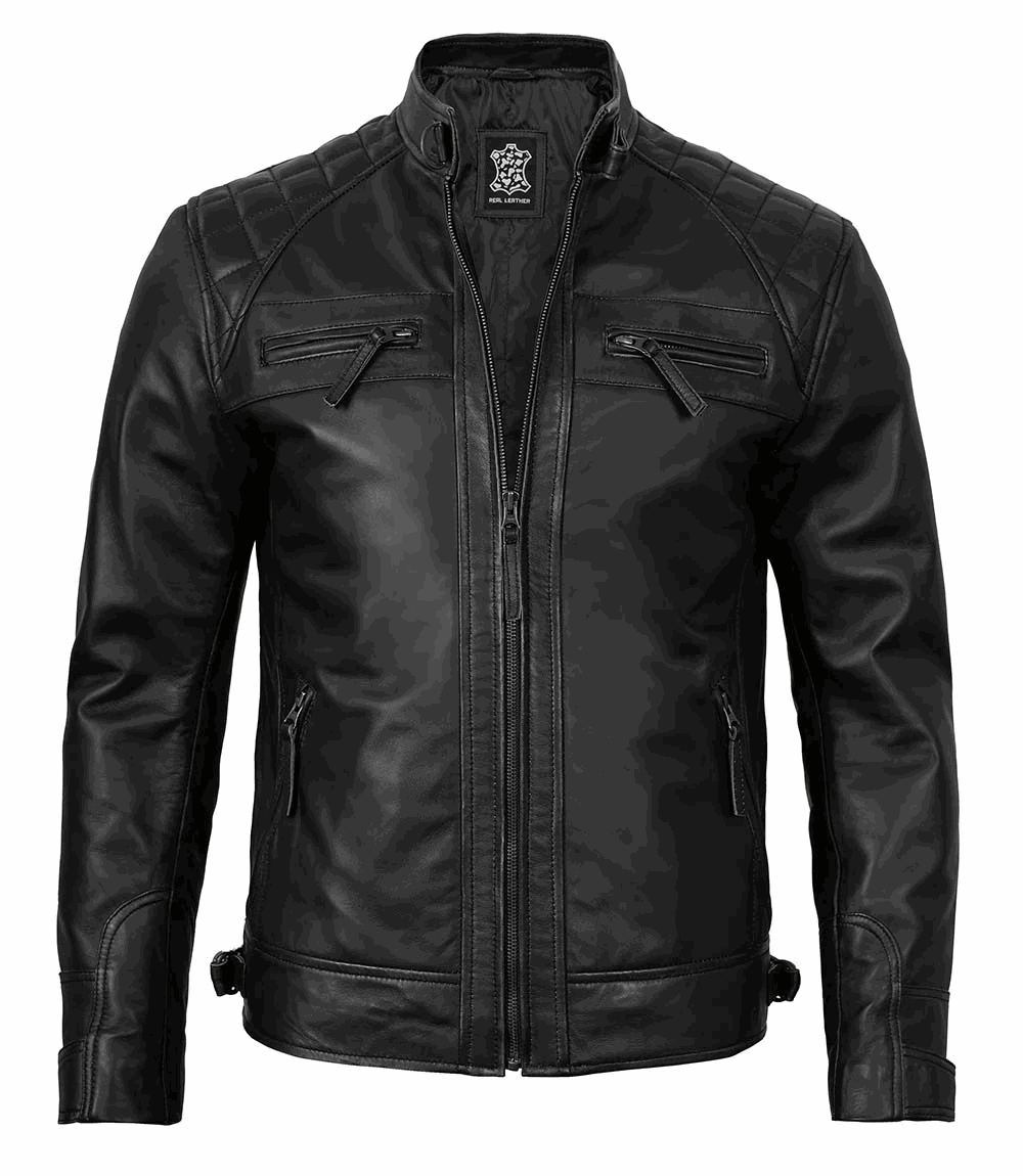 Leather Jackets for Men Fashion - Quilted Shoulders Men's Leather Jacket