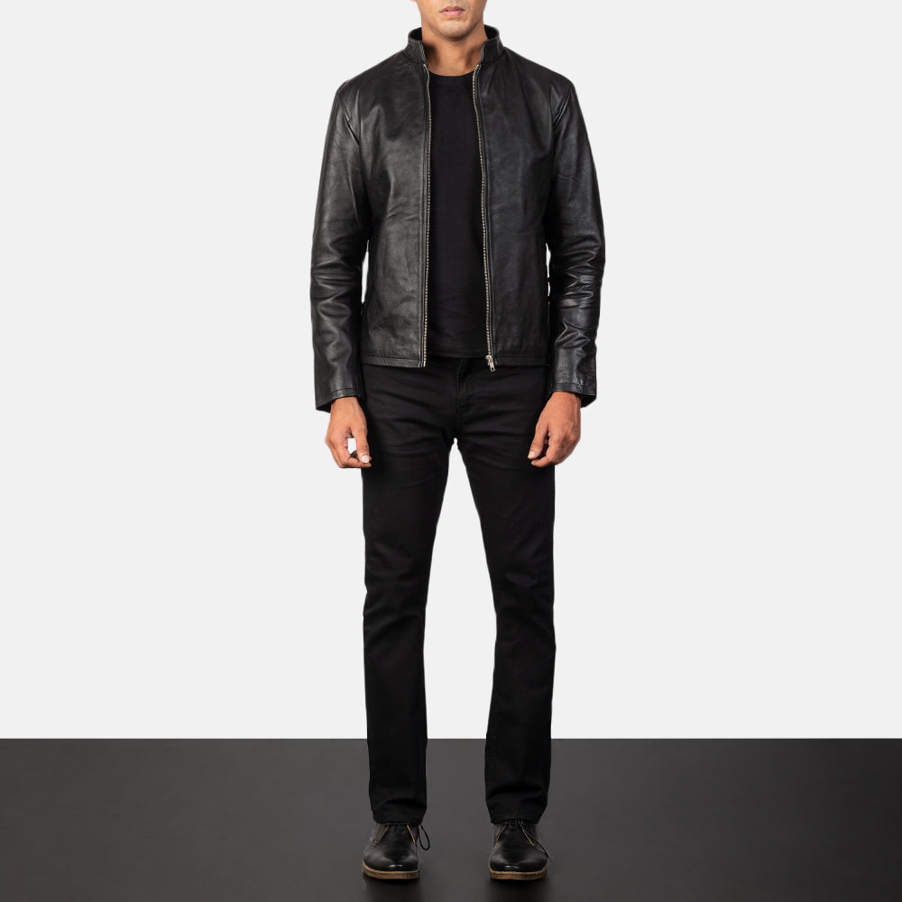 Men's Armand Black Leather Racer Jacket