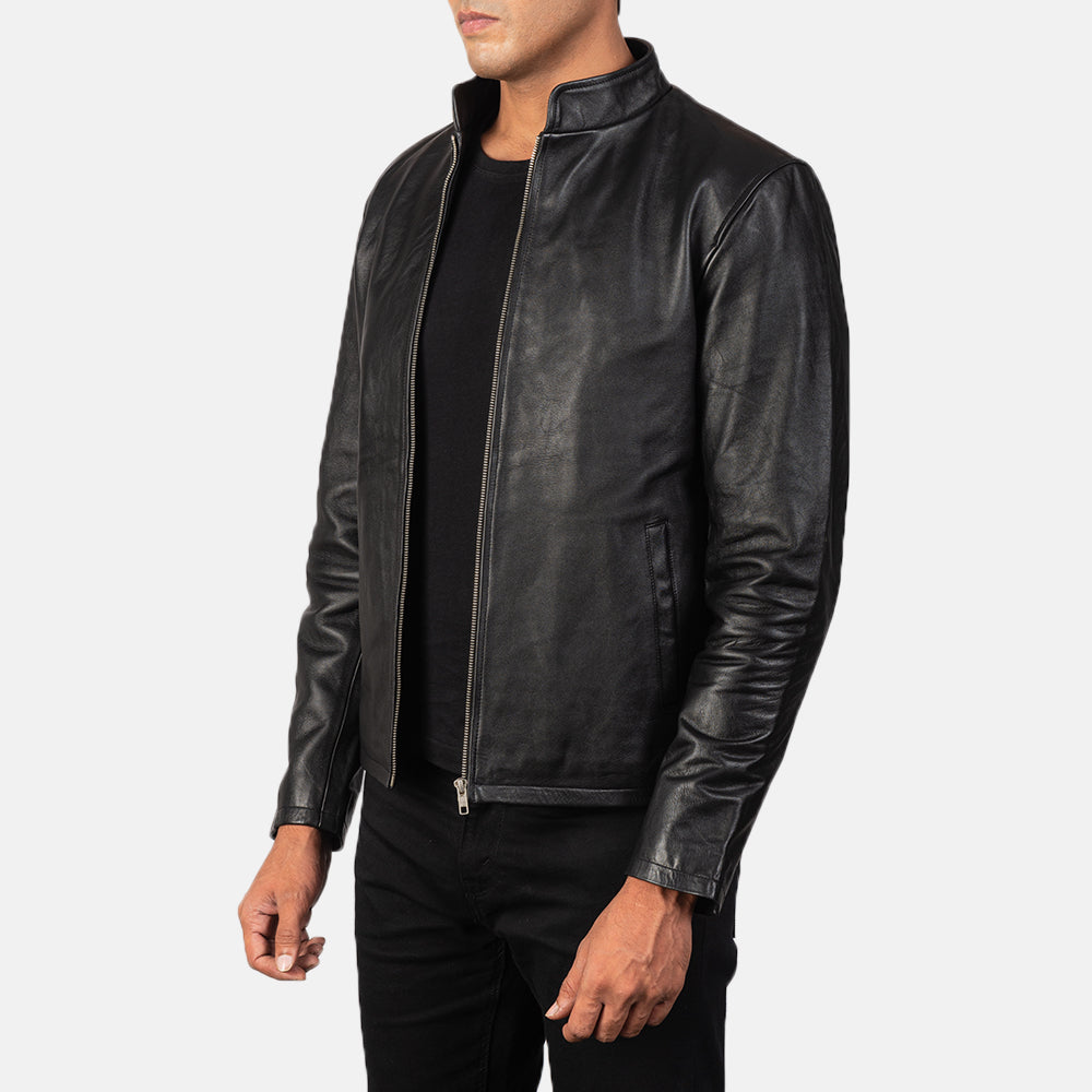 Men's Armand Black Leather Racer Jacket