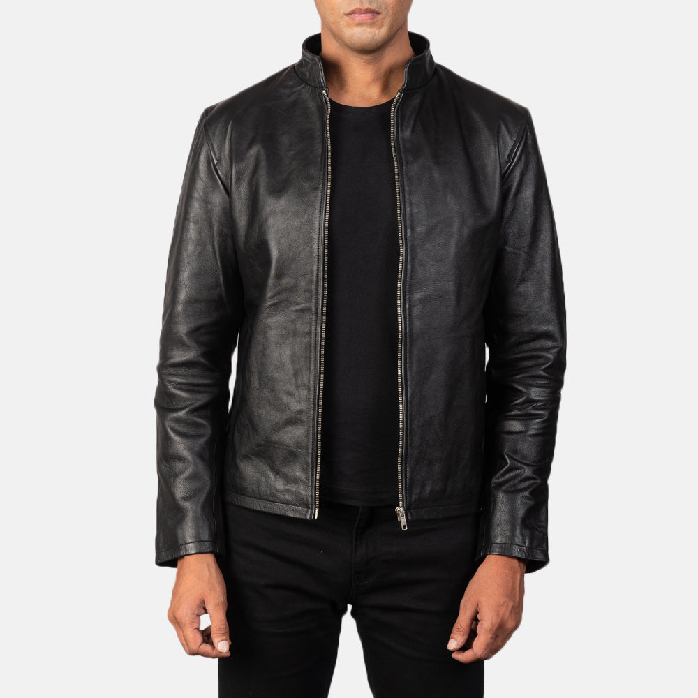 Men's Armand Black Leather Racer Jacket