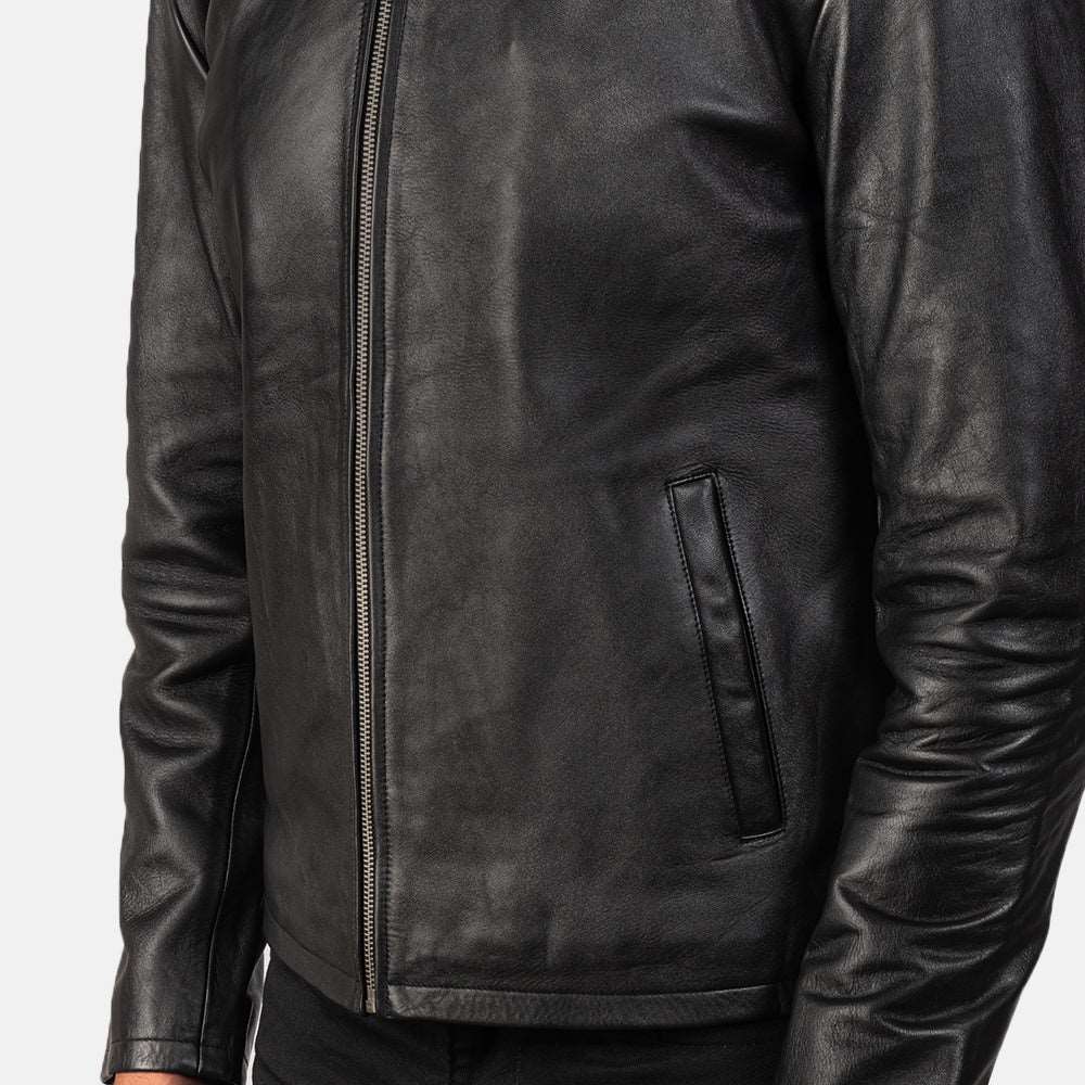 Men's Armand Black Leather Racer Jacket