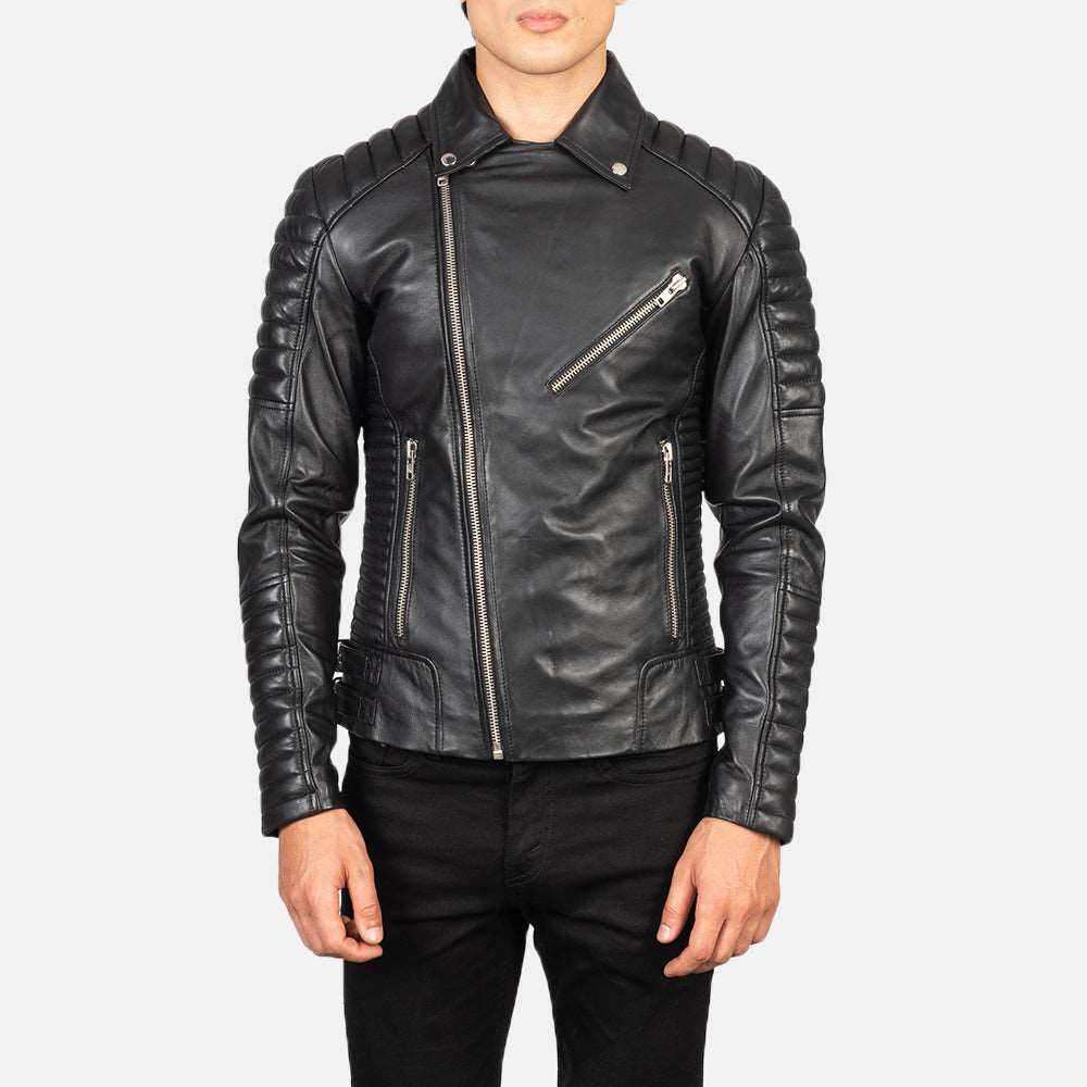 Men's Leather Motorcycle Jacket - Biker Jacket