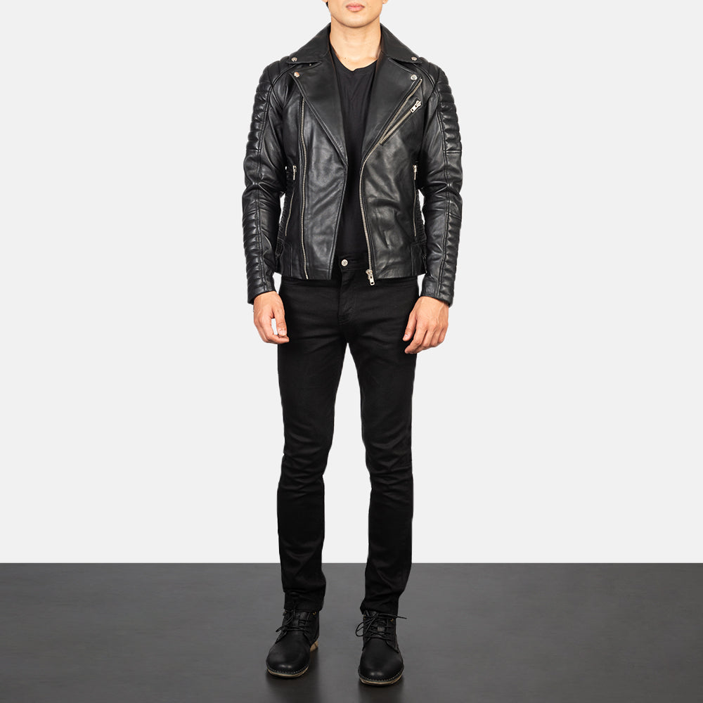 Men's Leather Motorcycle Jacket - Biker Jacket