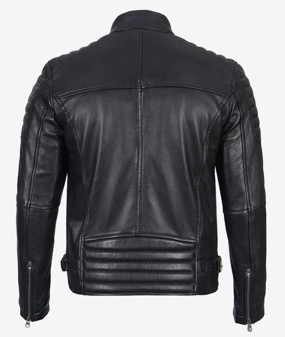 Men's Black Cafe Racer Leather Jacket - Premium Quality men's black leather jacket, cafe racer leather jacket, premium men's leather jacket, stylish men's leather jacket, high-quality leather outerwear, classic cafe racer jacket, durable men's leather jacket, timeless men's leather jacket, versatile leather jacket for men, elegant black leather jacket