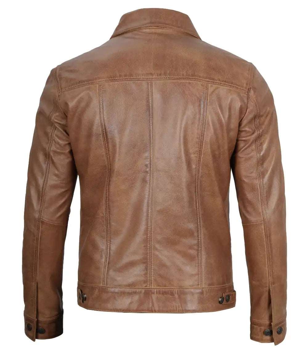 Men's Camel Button Closure Leather Jacket with Waxed Shaded Finish  men's leather jacket, camel leather jacket, button closure jacket, waxed shaded finish, genuine leather, high-quality men's jacket, stylish leather jacket, versatile leather jacket, men's fashion, leather jacket for men, best leather jacket, USA, UK, Canada, Mexico, Australia