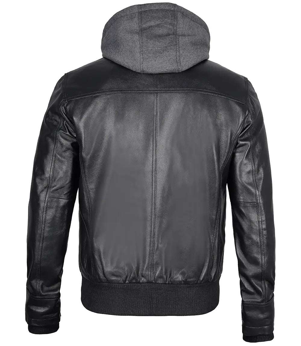 Mens Hooded Black Leather Bomber Jacket WIth Removable Hood Mens Hooded Black Leather Bomber Jacket, Black Leather Bomber Jacket for Men, Mens Bomber Jacket with Removable Hood, Stylish Men's Leather Jacket, High-Quality Leather Jacket for Men, Versatile Men's Leather Jacket, Premium Black Leather Bomber Jacket, Men's Fashion Leather Outerwear, Comfortable Men's Leather Jacket, Trendy Men's Bomber Jacket