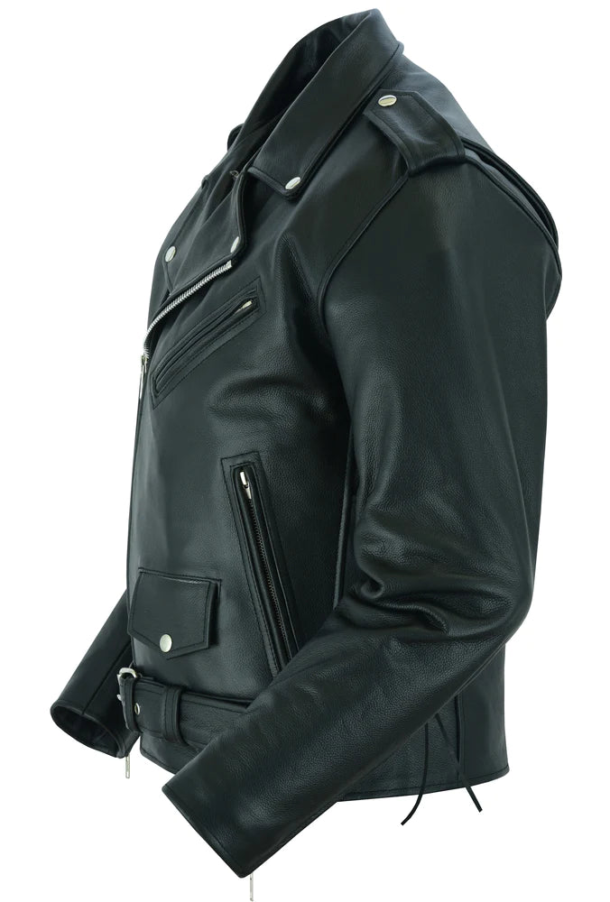 Mens Black Biker Leather Jacket - MotorBike Jacket