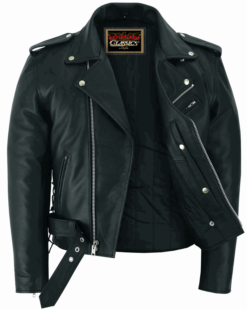 Mens Black Biker Leather Jacket - MotorBike Jacket