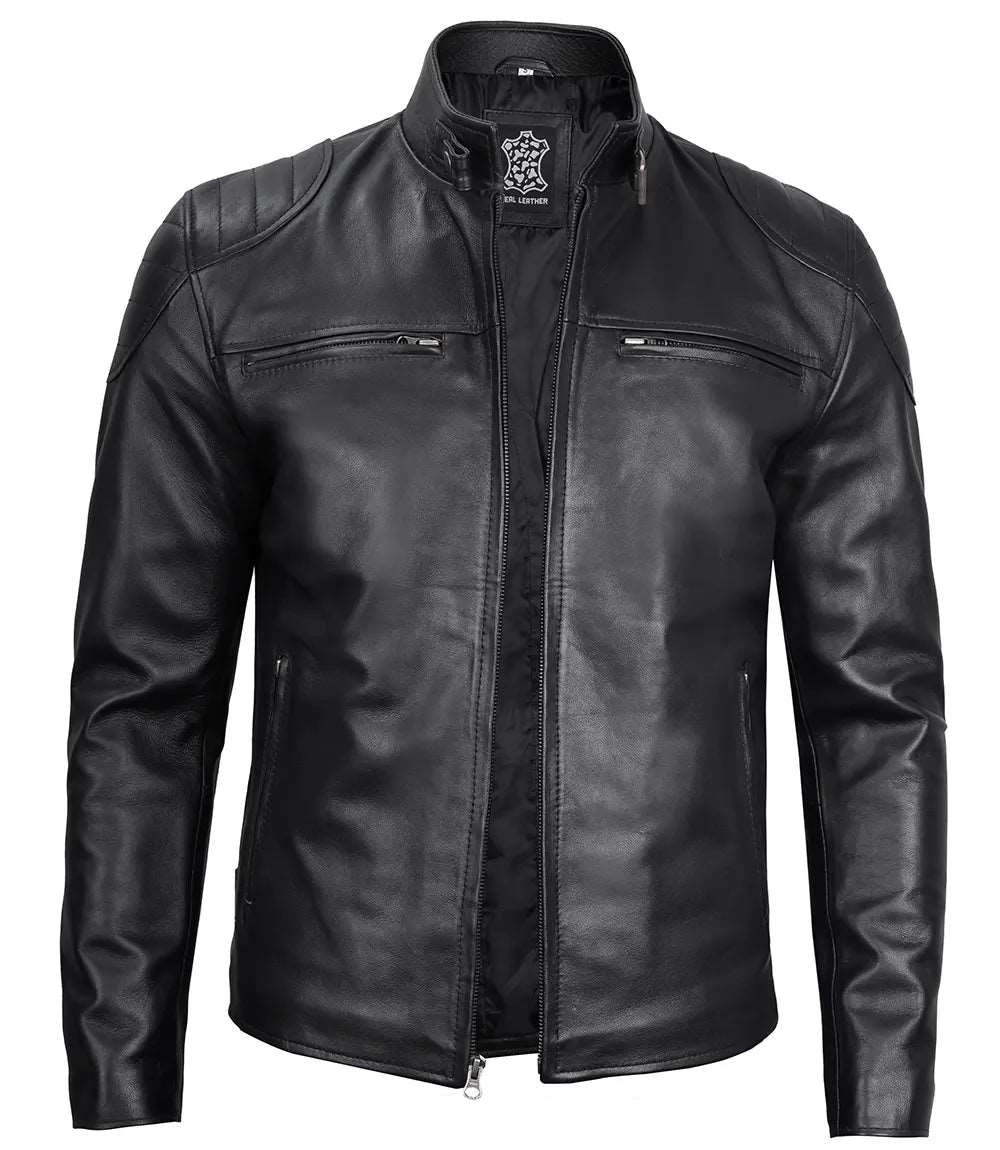 Black Cafe Racer Leather Jacket For Mens With Good Looking Black Cafe Racer Leather Jacket for Men, Men's Leather Cafe Racer Jacket, Stylish Men's Leather Jacket, Good Looking Leather Jacket for Men, Premium Leather Jacket, Men's Fashion Leather Jacket, High-Quality Men's Leather Jacket, Trendy Men's Leather Outerwear, Comfortable Men's Leather Jacket, Genuine Leather Jacket, Classic Leather Jacket, Men's Motorcycle Jacket, Biker Jacket for Men, Durable Leather Jacket