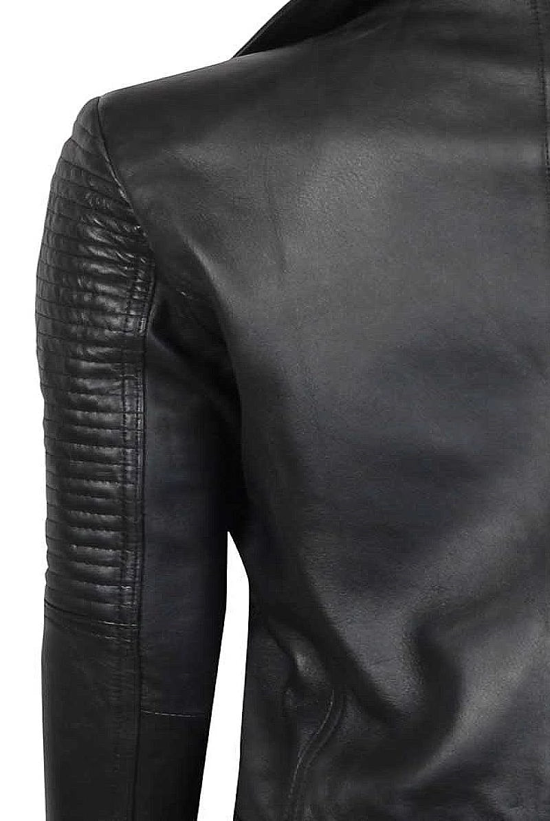 Stylish Black Women's Leather Moto Jacket