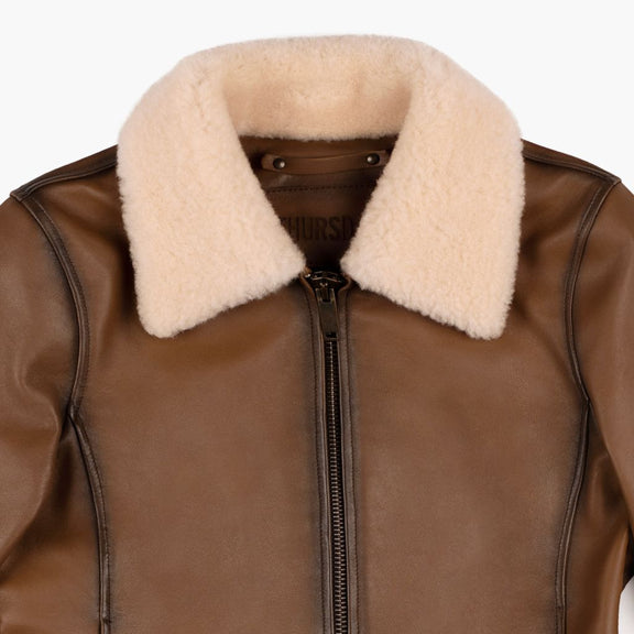 Women's Leather Jacket With Fur Collar