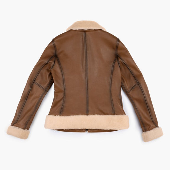 Women's Leather Jacket With Fur Collar