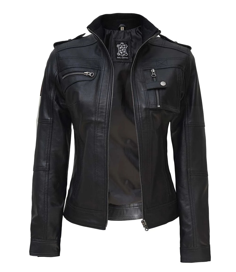 Womens Black Leather Jacket WIth Shirt Styled Women's Black Leather Jacket, Shirt Style Leather Jacket, Stylish Women's Leather Jacket, Black Leather Shirt Jacket, Premium Quality Leather Jacket, Ladies Leather Outerwear, Elegant Women's Leather Jacket, Women's Fashion Leather Outerwear, High-Quality Leather Jacket for Women, Trendy Women's Leather Jacket, Real Leather Shirt Jacket for Women