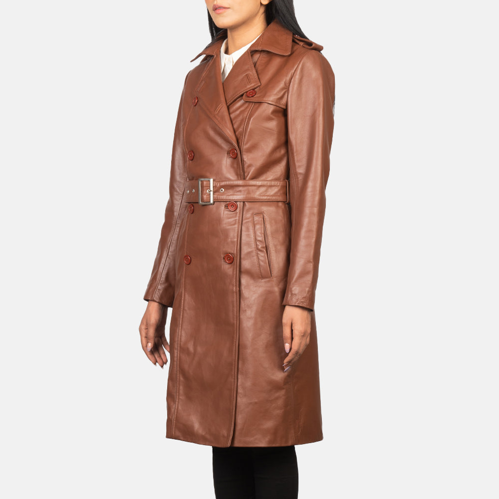 Women's Brown Double Breasted Leather Coat, Brown Leather Trench Coat, Double Breasted Leather Coat for Women, Women's Leather Trench Coat, Stylish Women's Leather Coat, Premium Quality Leather Coat for Women, Elegant Women's Trench Coat, Brown Leather Coat for Women, Ladies Double Breasted Leather Jacket, High-Quality Women's Leather Trench, Leather Jackets for Women, Long Leather Jacket for Women, Classic Women's Leather Coat, Women's Fashion Leather Outerwear, Durable Leather Trench Coat