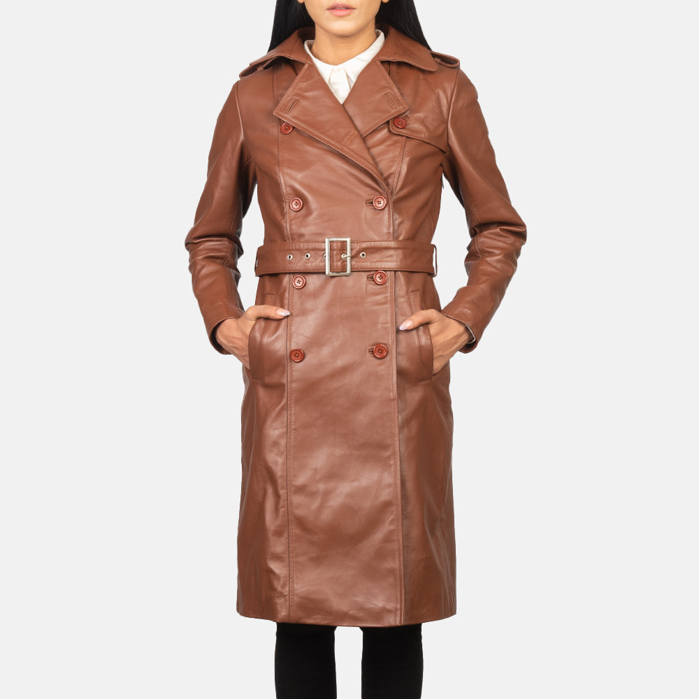 Women's Brown Double Breasted Leather Coat, Brown Leather Trench Coat, Double Breasted Leather Coat for Women, Women's Leather Trench Coat, Stylish Women's Leather Coat, Premium Quality Leather Coat for Women, Elegant Women's Trench Coat, Brown Leather Coat for Women, Ladies Double Breasted Leather Jacket, High-Quality Women's Leather Trench, Leather Jackets for Women, Long Leather Jacket for Women, Classic Women's Leather Coat, Women's Fashion Leather Outerwear, Durable Leather Trench Coat