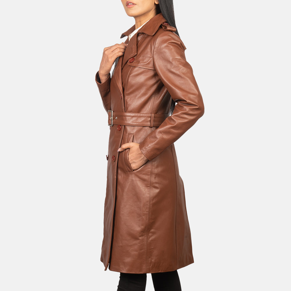 Women's Brown Double Breasted Leather Coat, Brown Leather Trench Coat, Double Breasted Leather Coat for Women, Women's Leather Trench Coat, Stylish Women's Leather Coat, Premium Quality Leather Coat for Women, Elegant Women's Trench Coat, Brown Leather Coat for Women, Ladies Double Breasted Leather Jacket, High-Quality Women's Leather Trench, Leather Jackets for Women, Long Leather Jacket for Women, Classic Women's Leather Coat, Women's Fashion Leather Outerwear, Durable Leather Trench Coat