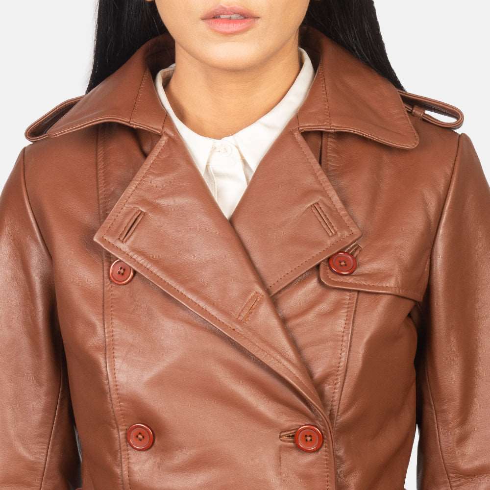 Women's Brown Double Breasted Leather Coat, Brown Leather Trench Coat, Double Breasted Leather Coat for Women, Women's Leather Trench Coat, Stylish Women's Leather Coat, Premium Quality Leather Coat for Women, Elegant Women's Trench Coat, Brown Leather Coat for Women, Ladies Double Breasted Leather Jacket, High-Quality Women's Leather Trench, Leather Jackets for Women, Long Leather Jacket for Women, Classic Women's Leather Coat, Women's Fashion Leather Outerwear, Durable Leather Trench Coat