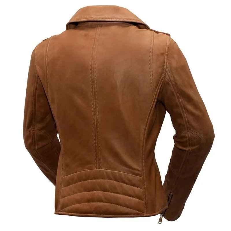 Womens Brown Biker Leather Jacket With Premium Stitched & Quality - Womens Biker Jacket Leather Jacket