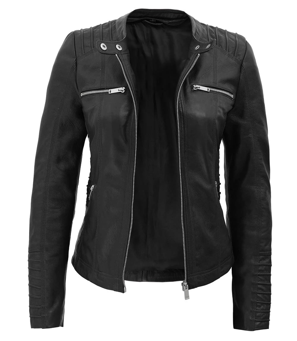 Womens Black Hooded Leather Moto Jacket With Removable Hood women's hooded leather moto jacket, black leather moto jacket with removable hood, stylish women's leather jacket, premium leather moto jacket, versatile women's leather jacket, high-quality leather outerwear, modern moto jacket for women, women's fashionable leather jacket, durable leather jacket, comfortable moto jacket,Biker Leather Jacket