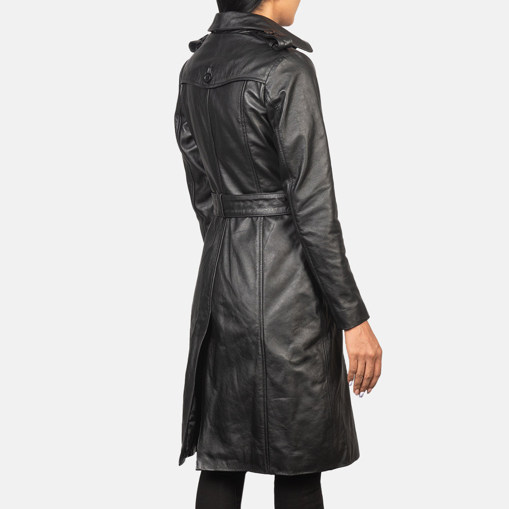 Womens Black Double Breasted Leather Coat Full Length - Real Leather Women's Black Double Breasted Leather Coat, Black Leather Coat, Double Breasted Leather Coat, Women's Leather Coat, Full Length Leather Coat, Real Leather Coat, Stylish Leather Coat, Ladies Leather Outerwear, Elegant Women's Leather Coat, Long Black Leather Coat, Women's Fashion Leather Outerwear, High-Quality Leather Coat for Women, Trendy Women's Leather Coat.
