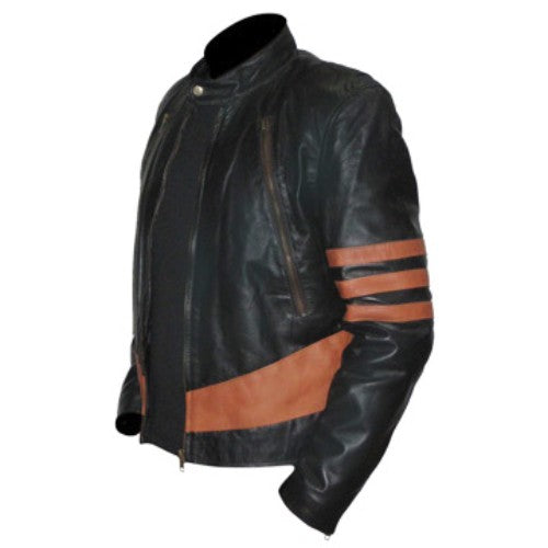 Wolverine motorcycle jacket Wolverine leather jacket X-Men Wolverine leather jacket Hugh Jackman Wolverine jacket Wolverine costume jacket Brown leather jacket Superhero leather jacket Wolverine cosplay jacket Wolverine biker jacket X-Men leather jacket Wolverine movie jacket Wolverine yellow stripe jacket Wolverine outerwear Wolverine fashion jacket Genuine leather motorcycle jacket