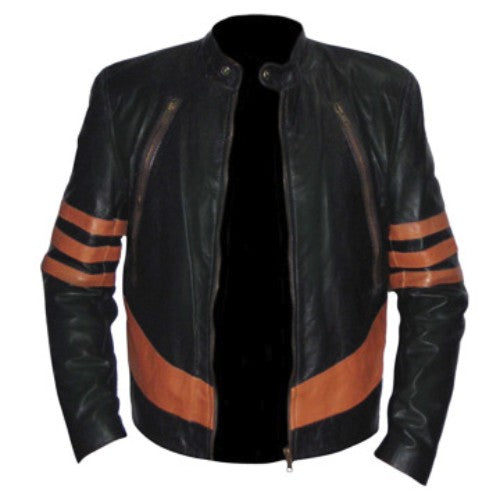 Wolverine motorcycle jacket Wolverine leather jacket X-Men Wolverine leather jacket Hugh Jackman Wolverine jacket Wolverine costume jacket Brown leather jacket Superhero leather jacket Wolverine cosplay jacket Wolverine biker jacket X-Men leather jacket Wolverine movie jacket Wolverine yellow stripe jacket Wolverine outerwear Wolverine fashion jacket Genuine leather motorcycle jacket