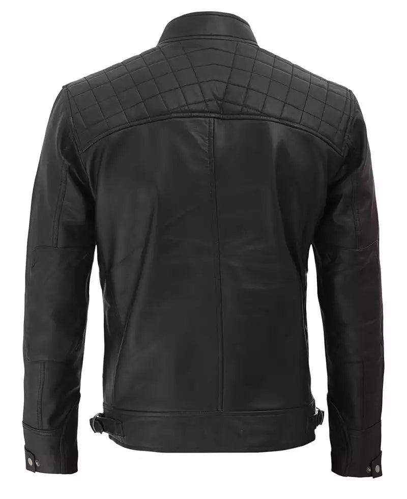 Johnson Black Leather Jacket for Mens - Real Leather Jacket