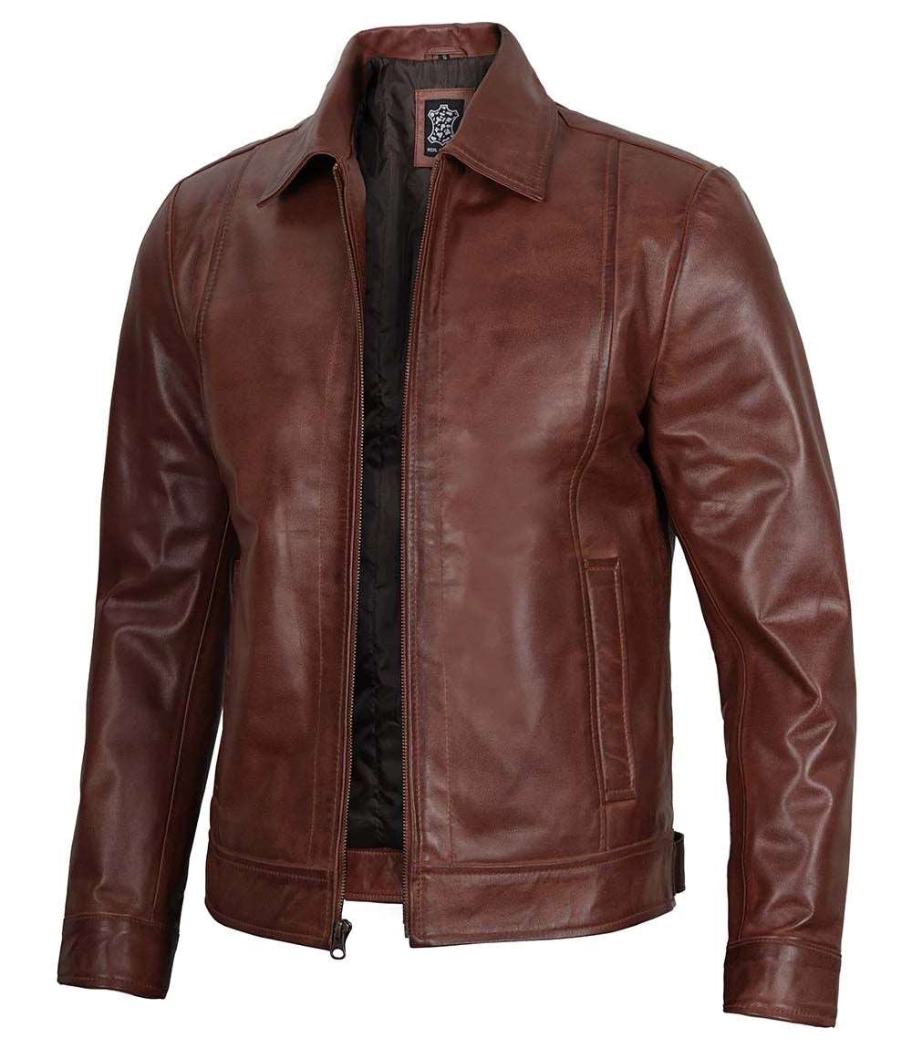 Mens John Wick Style Brown Tan Leather Jacket - Real Leather Jacket