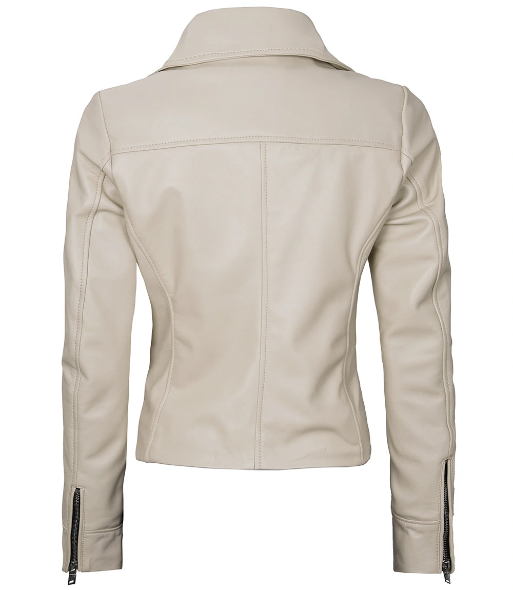 Women Off White Leather MotorBike Jacket - Biker Jacket Women Off White Leather MotorBike Jacket, Biker Jacket, Stylish Women's Leather Jacket, MotorBike Jacket, White Leather Jacket, Premium Quality Leather Jacket, Ladies Motorcycle Outerwear, Elegant Women's Leather Jacket, Women's Fashion Leather Outerwear, High-Quality Leather Jacket for Women, Trendy Women's Leather Jacket, Real Leather Biker Jacket for Women