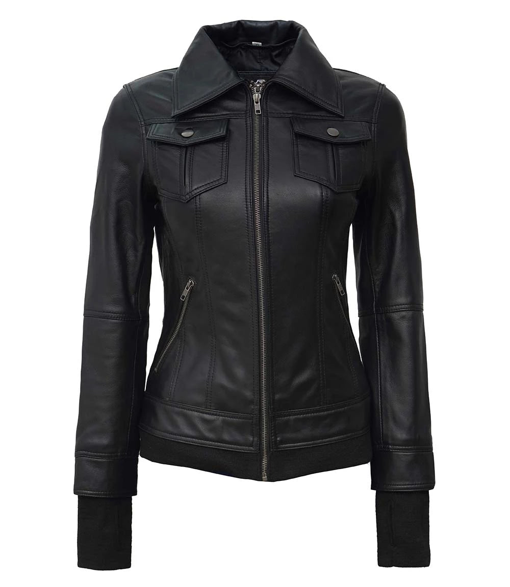 Womens Black Hooded Leather Jacket With Removable Hood women's hooded leather jacket, black leather jacket with removable hood, stylish women's leather jacket, versatile leather jacket, high-quality women's jacket, modern leather jacket, elegant women's jacket, practical leather jacket, women's outerwear, durable leather jacket